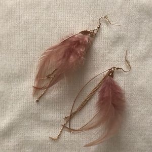 Statement Earrings with Beautiful Pink Feathers